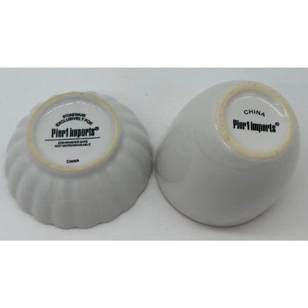 Pier 1 Sake Tea Cups‎ red white Stoneware, GUC
